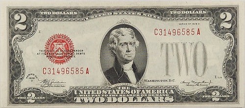 Series 1928D $2 Legal Tender Note Red Seal CH UNC