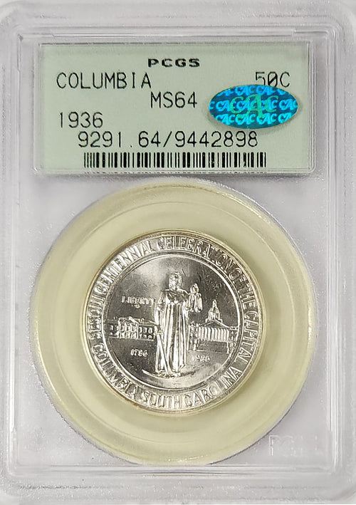 1936 50C Columbia Sesquicentennial PCGS MS64 CAC