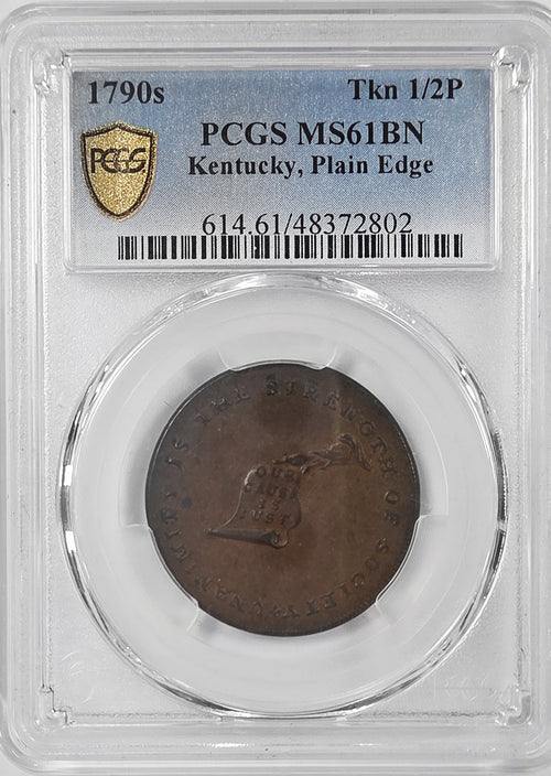 1790s Kentucky Tkn 1/2P PCGS MS61BN Plain Edge