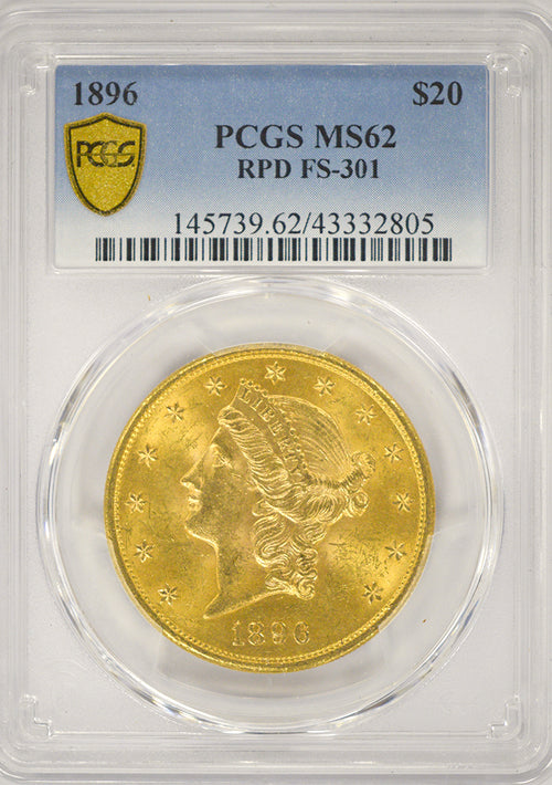 1896 $20 Gold Liberty RPD FS-301 PCGS MS62 (#2805)