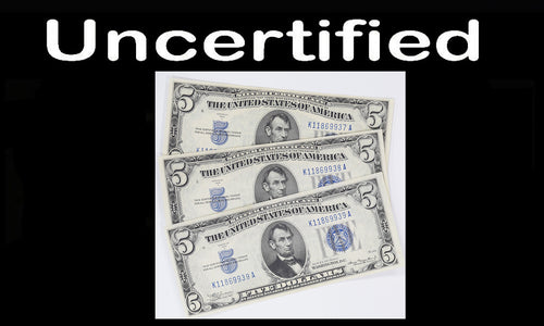 Series 1934A (3) $5 Consecutive Silver Certificates Fr.1651 Uncertified CH.UNC.