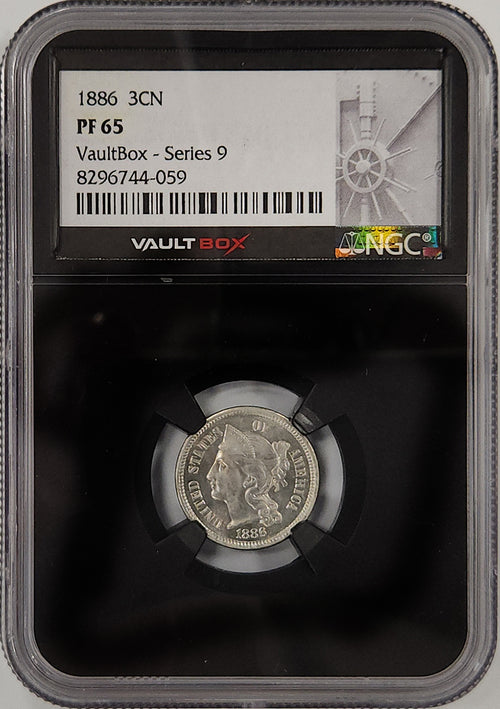 1886 3 Cent Nickel NGC Vault Box PF65