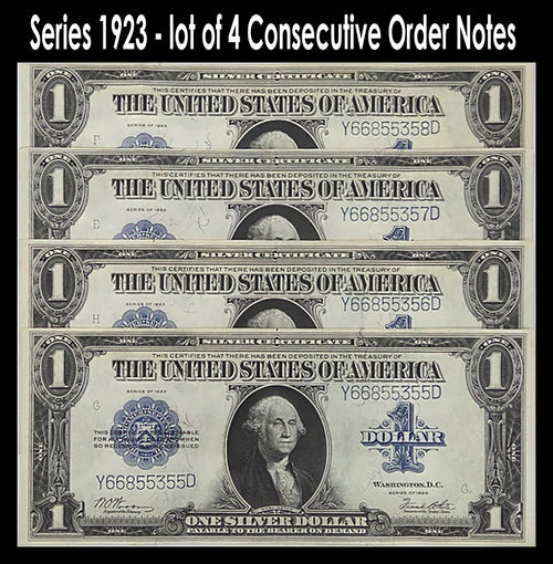 Series 1923 (4) Consecutive Silver Certificates Fr.238 Uncertified CH AU