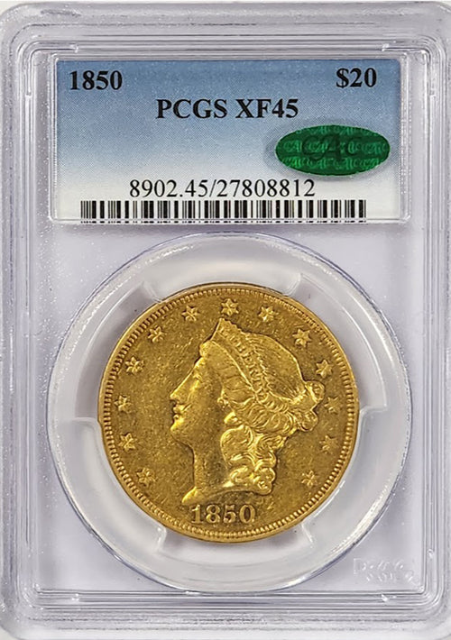 1850 $20 Gold Liberty PCGS XF45 CAC