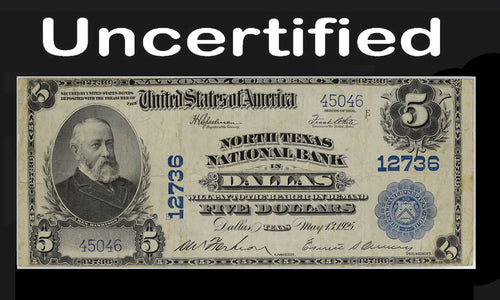 1902 $5 North Texas National Bank Dallas Texas CH# 12736 Fr.609 Uncertified CH XF