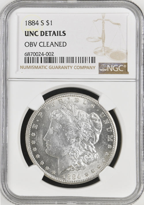1884-S $1 Morgan NGC Unc. Details Obverse Cleaned