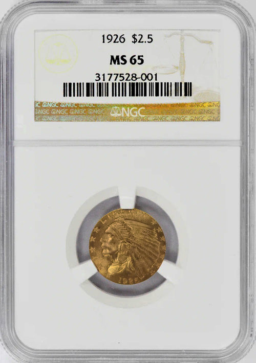 1926 $2.5 Gold Indian NGC MS65