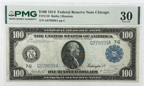 Series 1914 $100 Federal Reserve Note Chicago PMG 30 Fr#1110