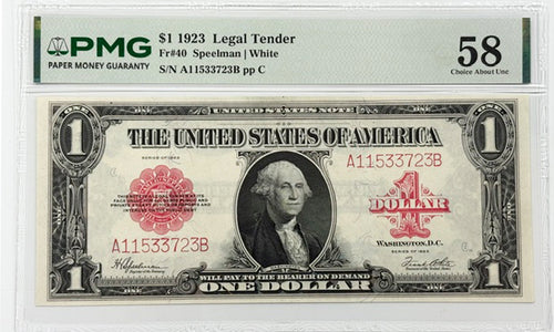 Series 1923 $1 Legal Tender Fr#40 PMG 58