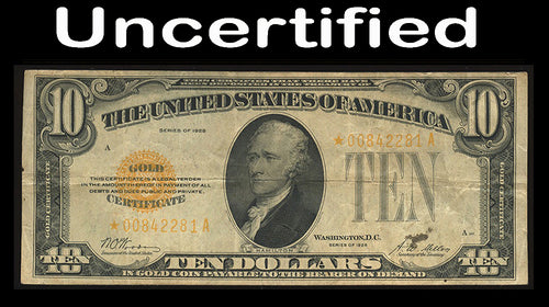 Series 1928 $10 Gold Certificate Star Note Serial Number *0082281A VF