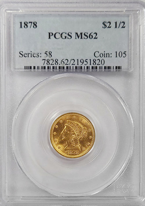 1878 $2.5 Gold Liberty PCGS MS62