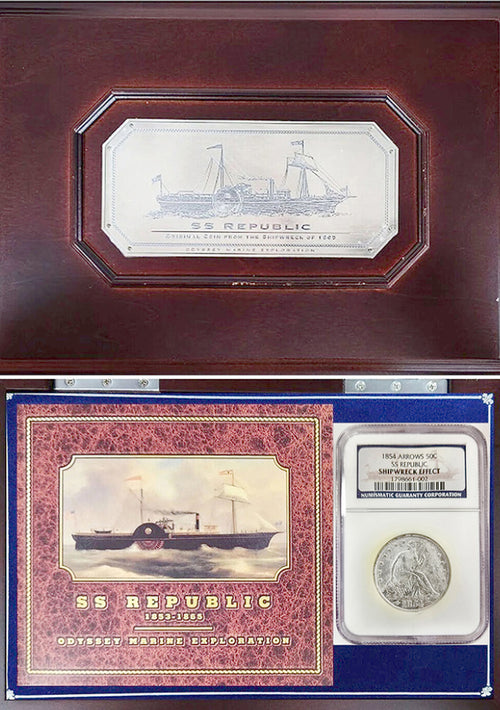 1854 Arrows 50¢ SS Republic NGC Shipwreck Effect