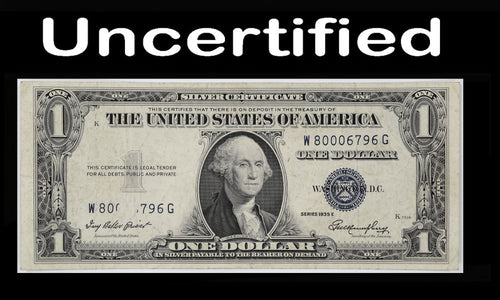 Series 1935E $1 Silver Certificate Partial Lower Right Serial Number Error Uncertified VF