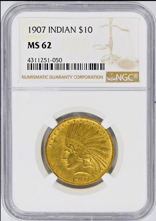 1907 $10 Gold Indian NGC MS62