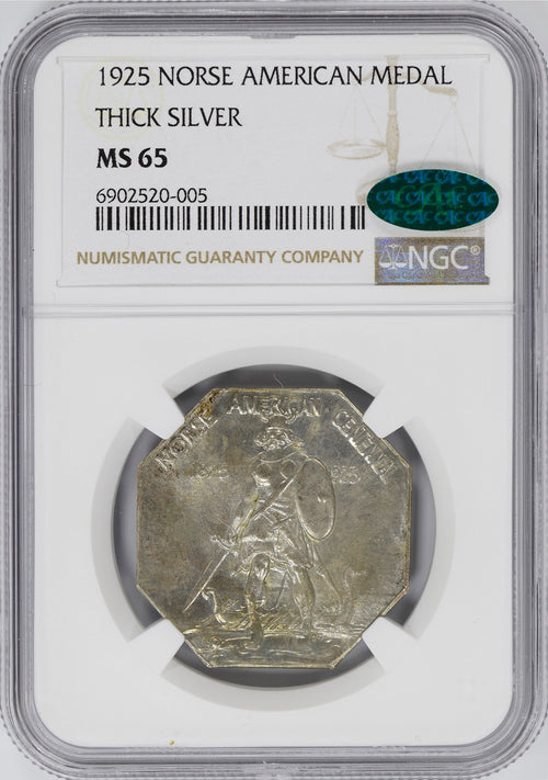 1925 Norse American Medal Thick Silver NGC MS65 CAC