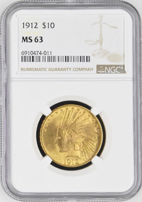 1912 $10 Gold Indian NGC MS63