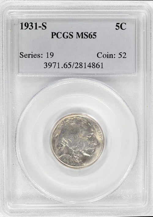 1931-S 5C Buffalo PCGS MS65