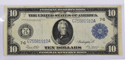 Series 1914 $10 Federal Reserve Note Fr. 931 Uncertified VF