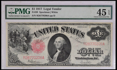 Series 1917 $1 Legal Tender Note Fr. 39 PMG Choice Extremely Fine 45 EPQ