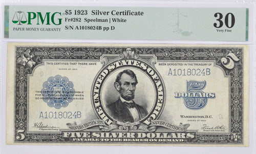 Series 1923 $5 Silver Certificate Fr. 282 PMG VF30