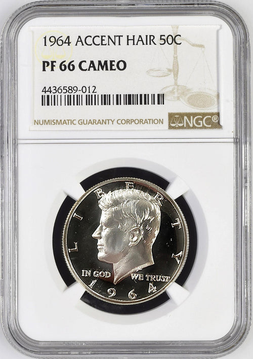 1964 50C Kennedy Accent Hair NGC PF66 Cameo