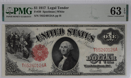 Series 1917 $1 Legal Tender Note Fr. 39 PMG 63EPQ