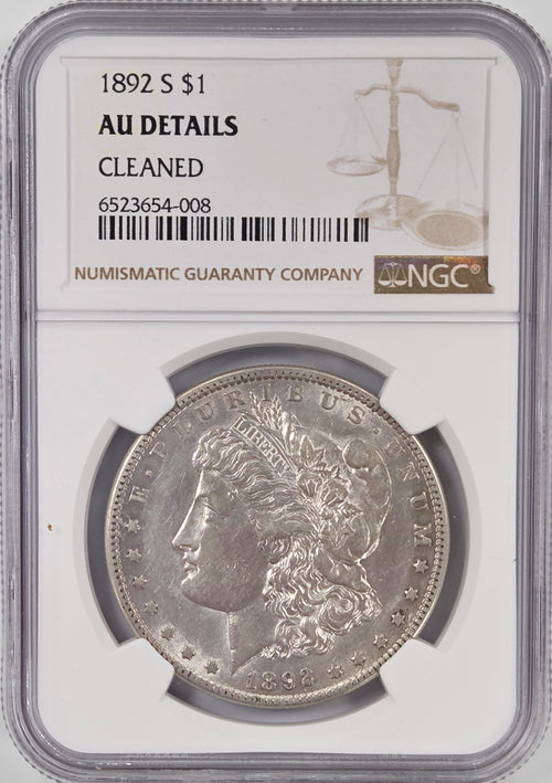 1892-S $1 Morgan NGC AU Details Cleaned