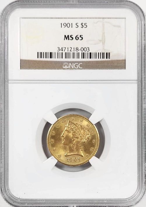 1901-S $5 Gold Liberty NGC MS65