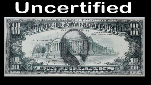 Series 1977A $10 Federal Reserve Note Heavy Offset Obverse on Reverse Uncertified XF