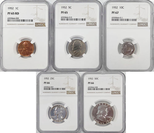 1952 Proof Set NGC PF65, PF66 & PF67