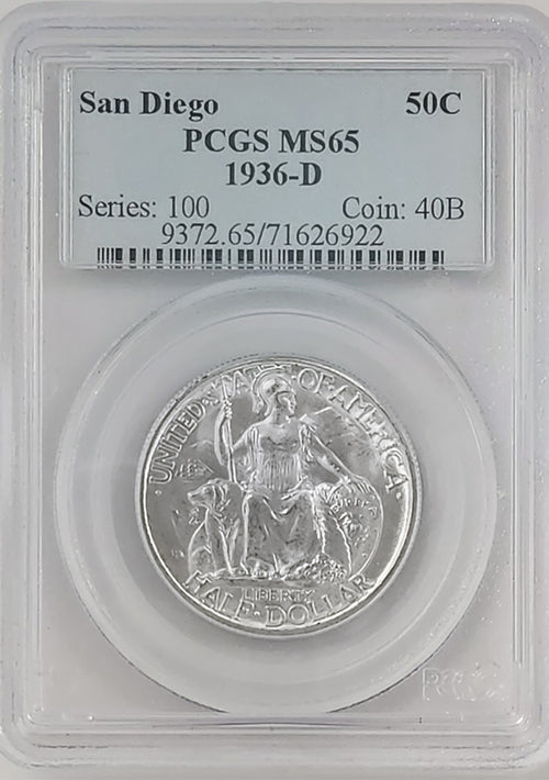1936-D 50C San Diego California Pacific Int'l Expo PCGS MS65