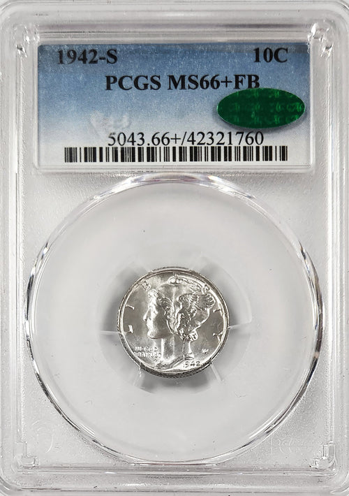 1942-S 10C Mercury PCGS MS66+FB CAC