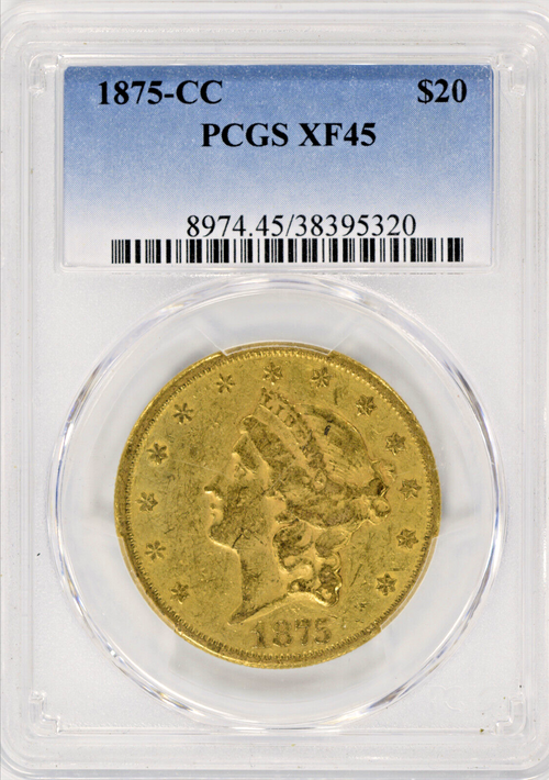 1875-CC $20 Gold Liberty PCGS XF45