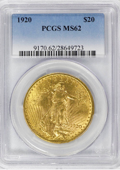 1920 $20 Gold St. Gaudens PCGS MS62