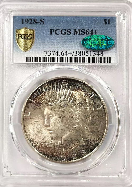 1928-S $1 Peace PCGS MS64+ CAC Toned