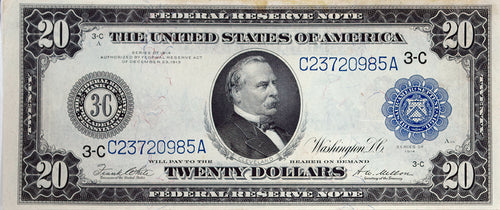 Series 1914 $20 Federal Reserve Note Uncertified AU Fr.975
