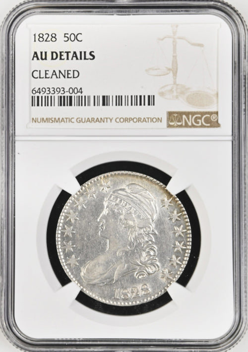 1828 Capped Bust 50C NGC AU Details Cleaned