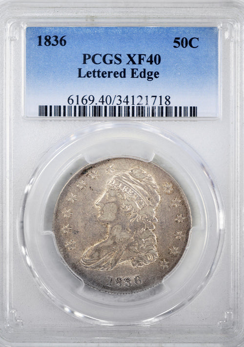 1836 Capped Bust Lettered Edge 50C PCGS XF50