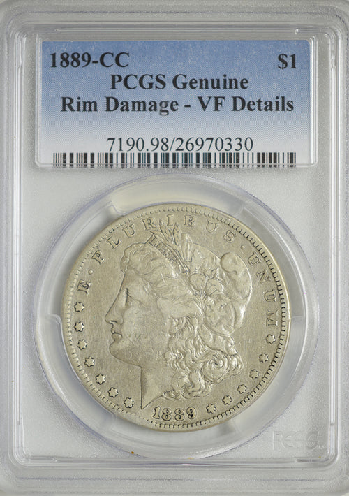 1889-CC $1 Morgan PCGS Genuine Rim Damagew - VF Details