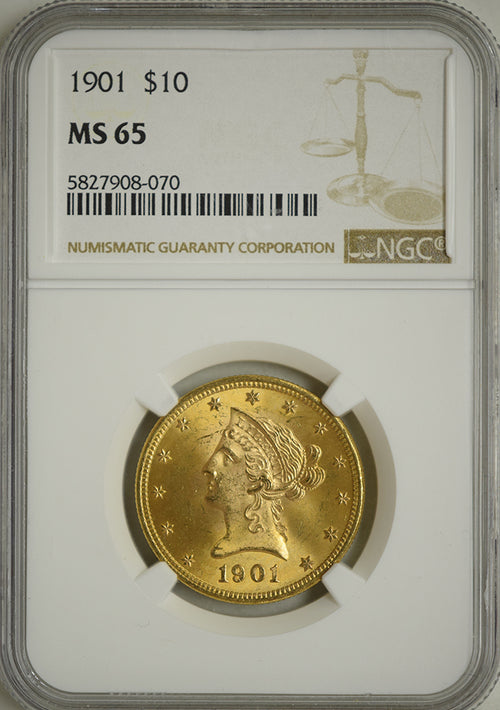 1901 $10 Gold Liberty NGC MS65