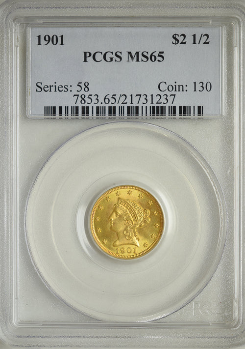 1901 $2.50 Gold Liberty PCGS MS65 - A Frosty Gem