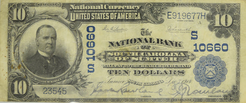 Series 1902 $10 National Bank of South Carolina of Sumter, South Carolina CH# S10660 Uncertified