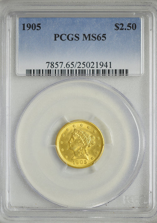 1905 $2.5 Gold Liberty PCGS MS65