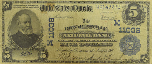 Series 1902 $5 National Bank of Edwardsville, IL VG+