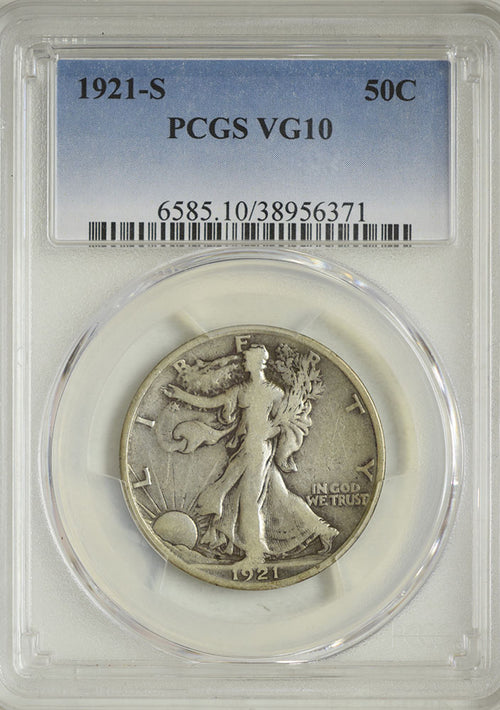 1921-S Walking Liberty 50C PCGS VG10