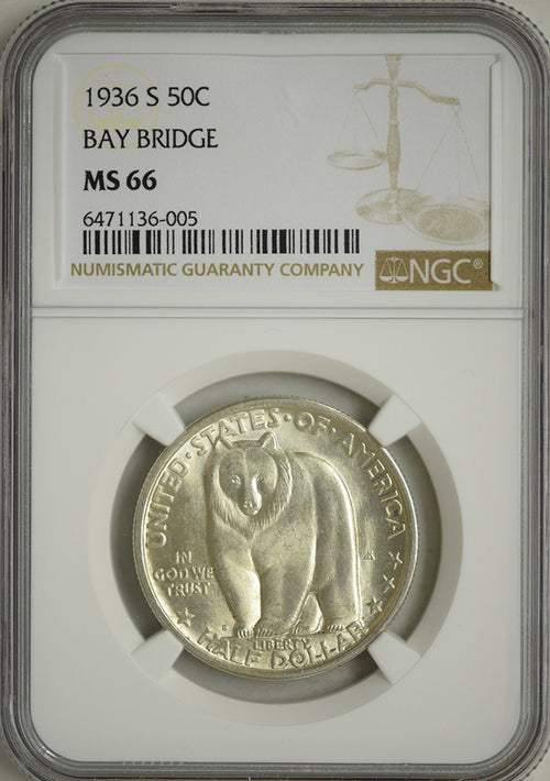 1936-S Bay Bridge Silver 50C NGC MS66